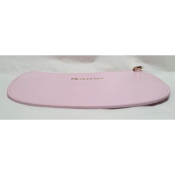 SeneGence Pink Stiff Faux Leather Half-Moon Zip Cosmetic Makeup Bag Pouch - Picture 2 of 7